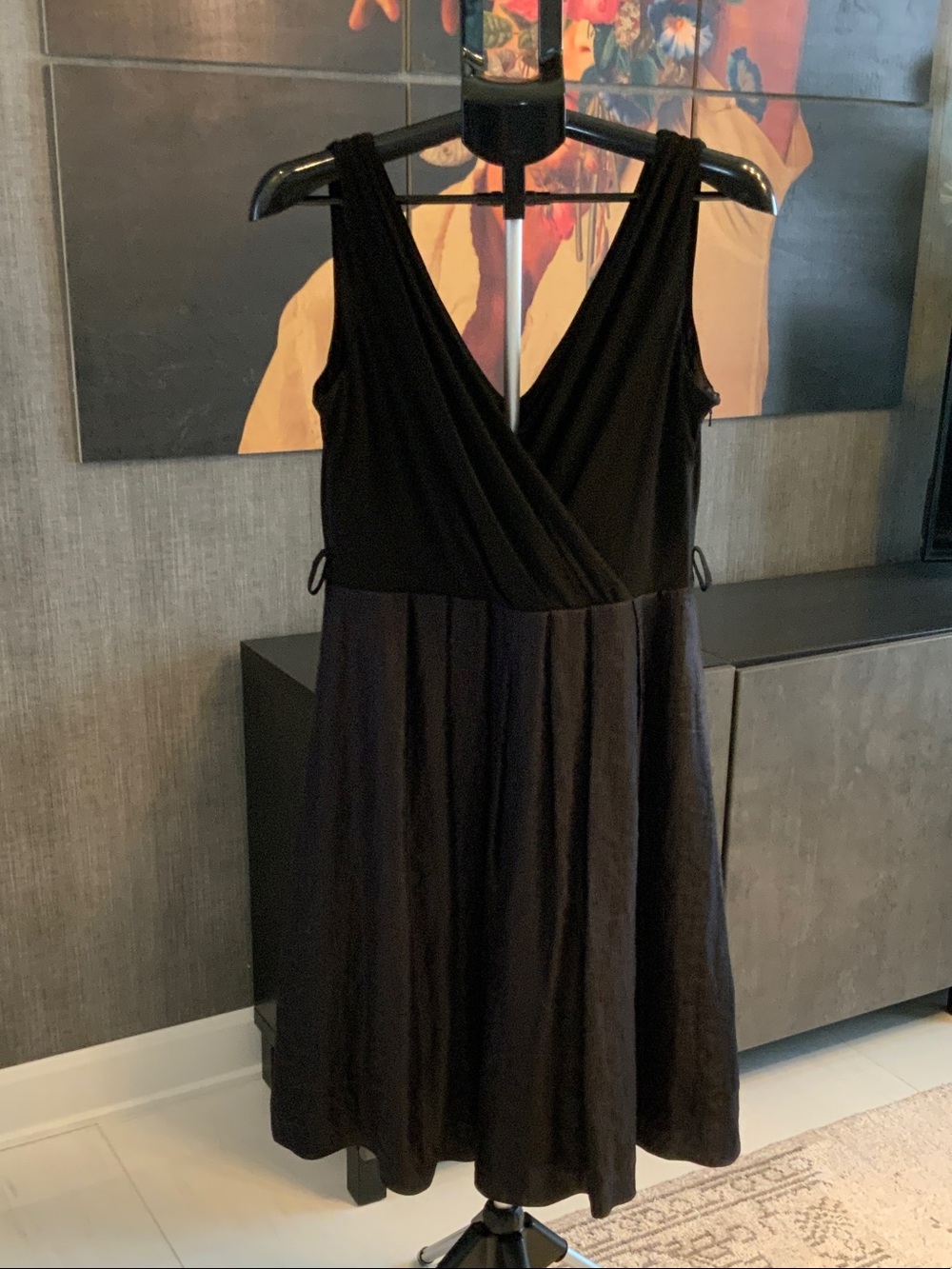Evan Picone Black Sleeveless Surplice Midi Dress 12